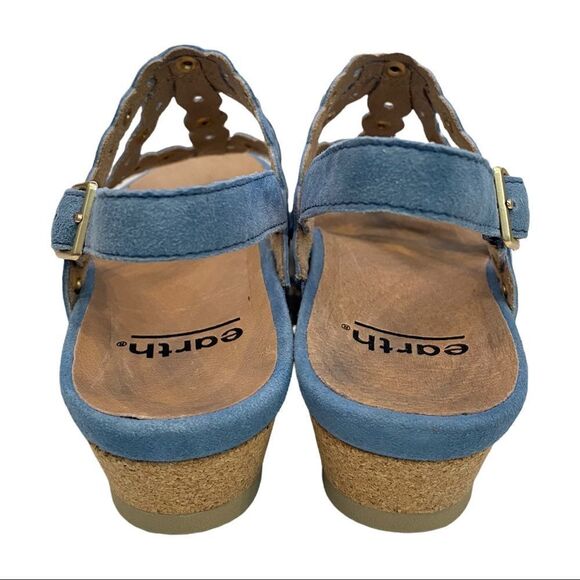 NEW Earth Ficus Leo Women's Sky Blue Suede Wedge Sandals 7 - Picture 4 of 5
